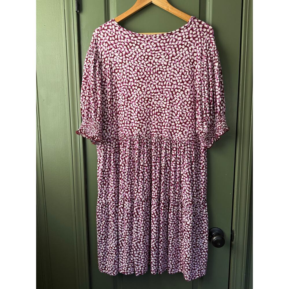 NWT Draper James Faux Wrap Knit Mini Soft Dress Square Geo Burgundy Purple XXL - Picture 5 of 5